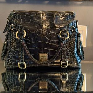 Dooney & Bourke Ivy Green Croc Embossed Leather Bag